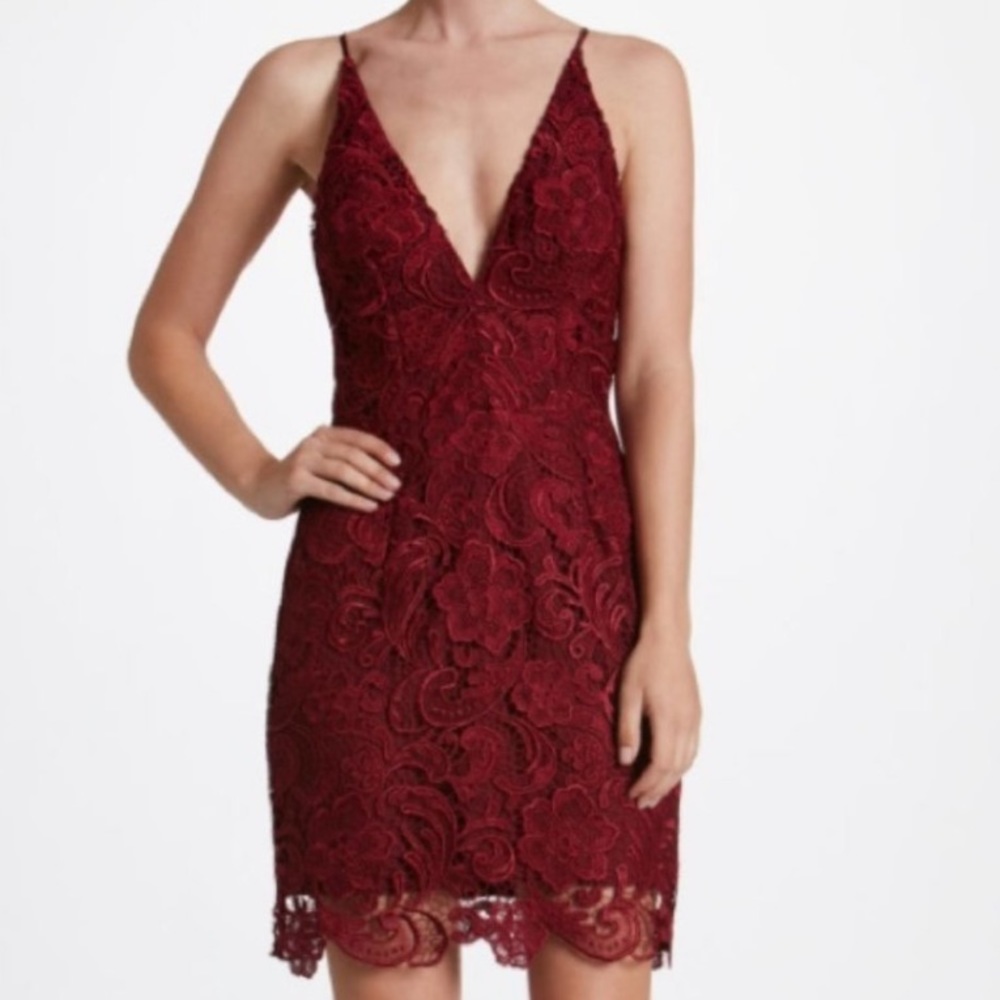 Dress the Population Ava Lace Mini Dress in red